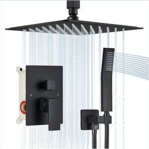 Brand New Matte Black 10” Rainfall Shower Kit For Sale